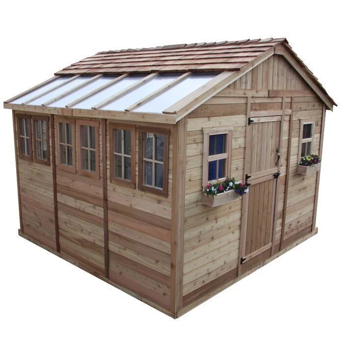 12 ft. W x 12 ft. D Cedar Wood Sunshed Garden Shed - Image 11