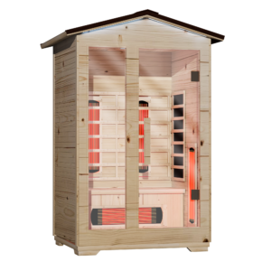 EROMMY Outdoor Sauna 2 Person, Far Infrared Wooden Sauna, Personal Sauna with Bluetooth Speaker and Changeable Chromotherapy Lighting
