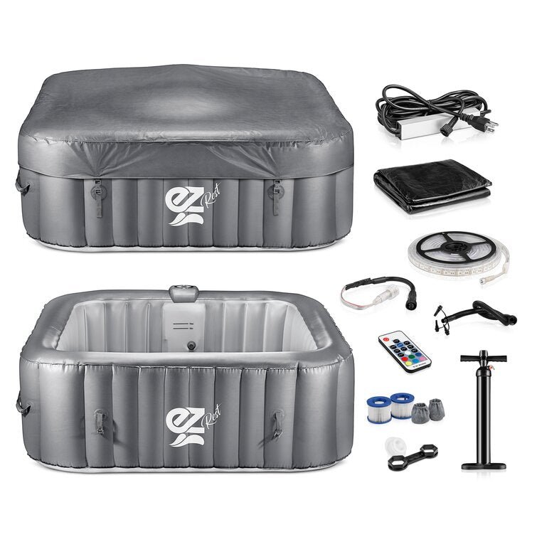 4-Seat Inflatable Pool Spa – Portable Hot Tub Spa with Light and Remote Control - Image 3