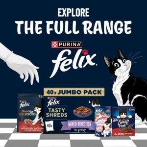 Felix Tasty Shreds Adult Wet Cat Food Mixed Selection in Gravy 40 x 80g Pouches