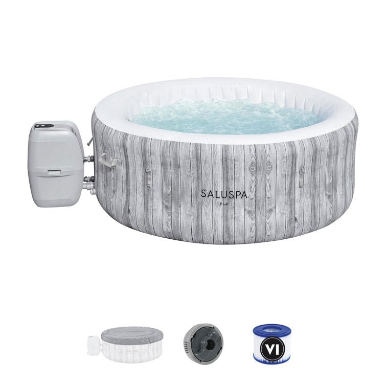 Bestway 4 – Person 120 – Jet Vinyl Round Inflatable Hot Tub in Gray - Image 2