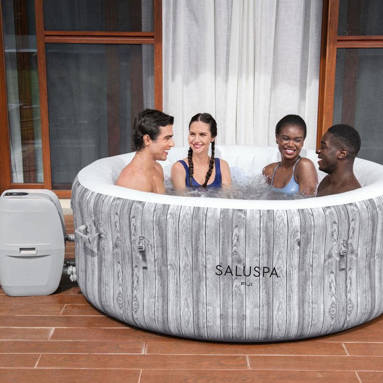 Bestway 4 – Person 120 – Jet Vinyl Round Inflatable Hot Tub in Gray - Image 3