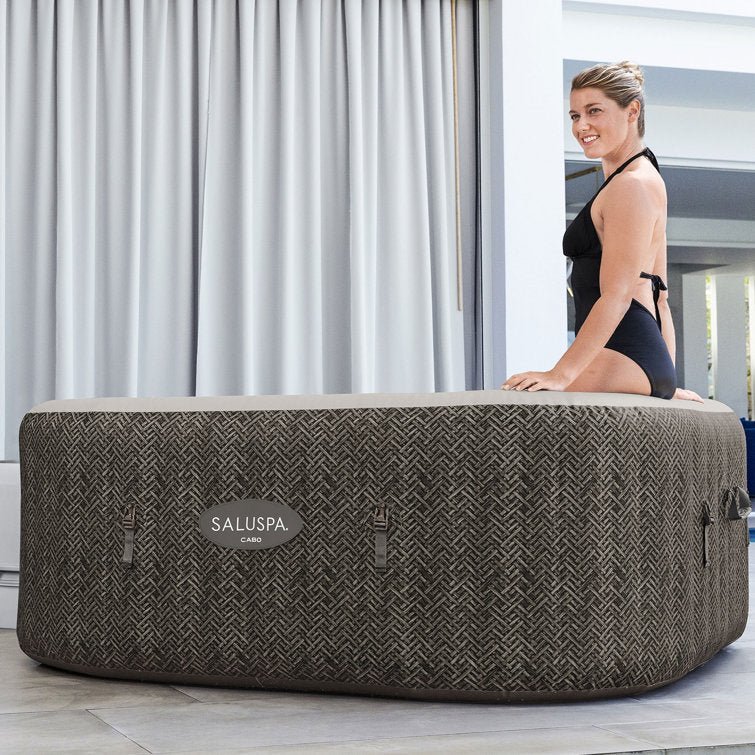 Bestway 6 – Person 140 – Jet Vinyl Square Inflatable Hot Tub in Brown - Image 3