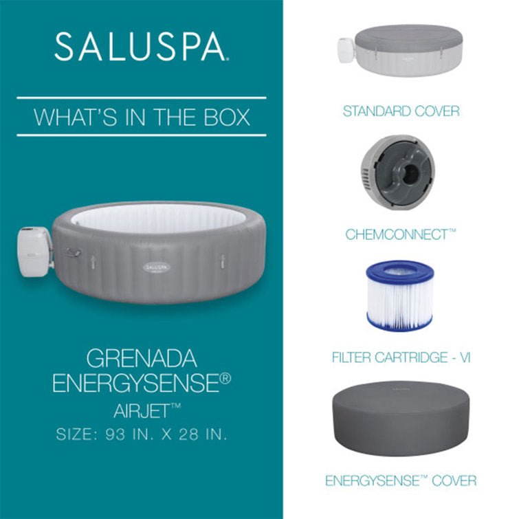 Bestway 8 – Person 190 – Jet Vinyl Round Inflatable Hot Tub in Gray - Image 4