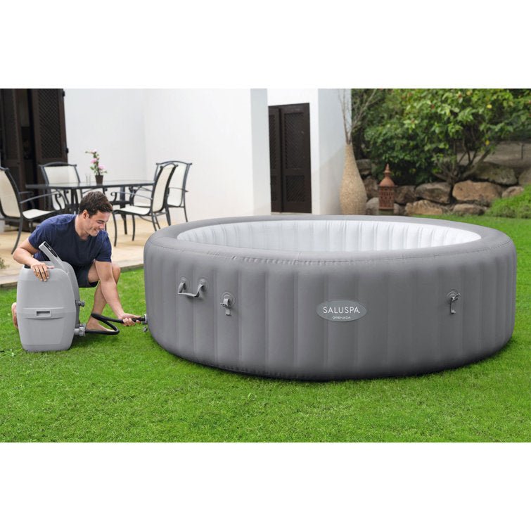 Bestway 8 – Person 190 – Jet Vinyl Round Inflatable Hot Tub in Gray - Image 3