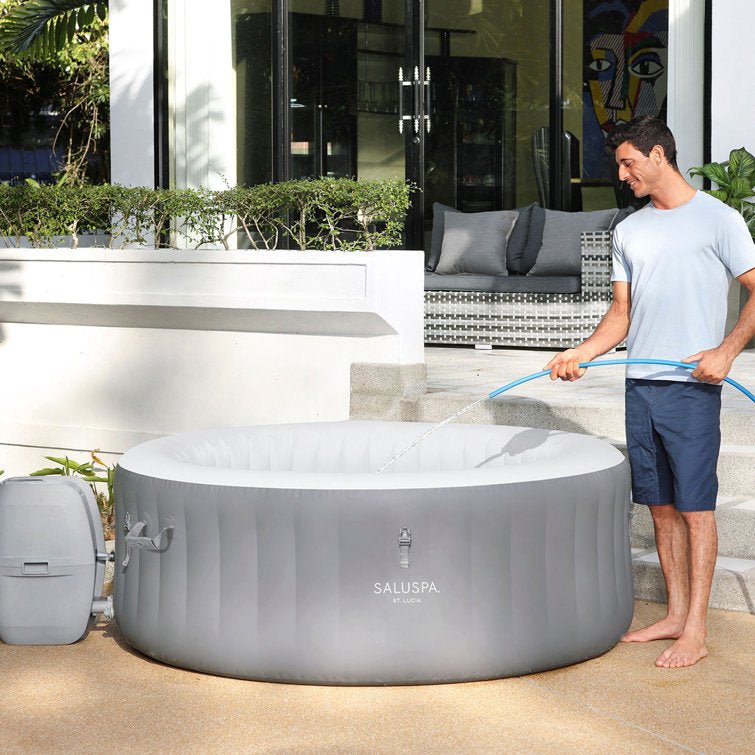 Bestway SaluSpa St. Lucia 3 Person Round Inflatable Outdoor Hot Tub Spa, Gray - Image 11