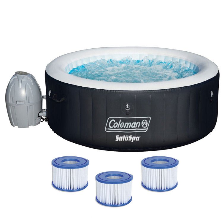 Coleman Saluspa 4 Person Inflatable Hot Tub Spa with 3 Filter Cartridge Refills