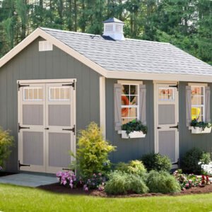 EZ-Fit Riverside 10×14 Wood Storage Shed Kit Floor and Shingles Included