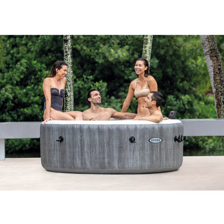 Intex 28439E Greywood Deluxe 4 Person Inflatable Hot Tub Bubble Jet Spa Kit - Image 6