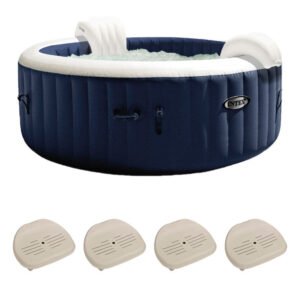 Intex 6 Person Pop Up Hot Tub Bundled W/ Purespa Slip-Resistant Seats (4 Pack)