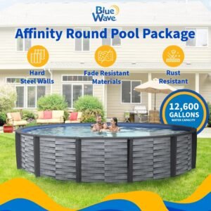 Blue Wave Affinity 24-ft Round 52-in Deep 7-in Top Rail Resin Swimming Pool Package